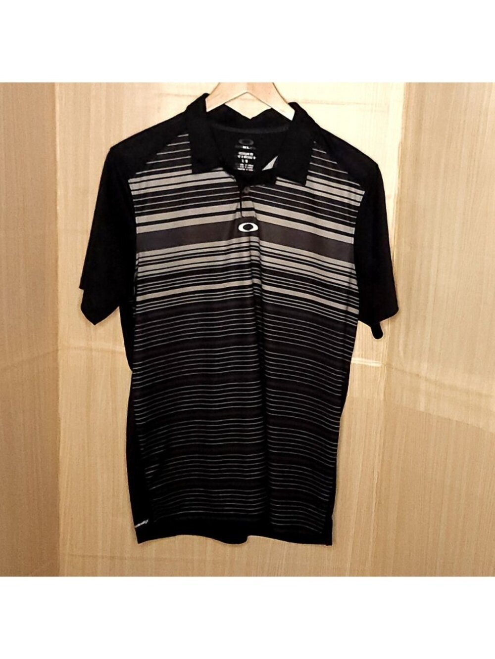 Oakley Mens Black Grey Short Sleeve Athletic Polo Large